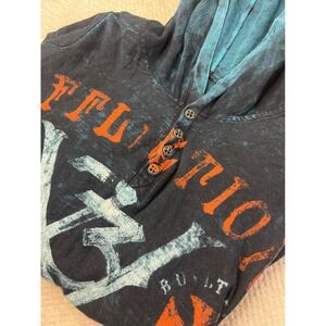 Affliction Mens Long Sleeve Hoodie Graphic Print Motors Built For Speed Large